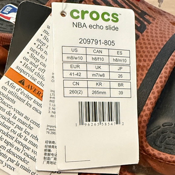 Crocs Unisex-Adult NBA Echo Slide Sandal- NWT men's 8/ women's 10 - Picture 2 of 10